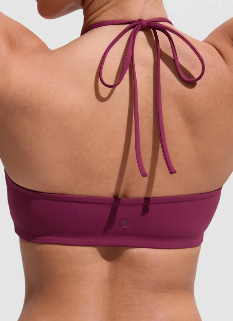 Halter Crewneck Self Tie Bikini Top