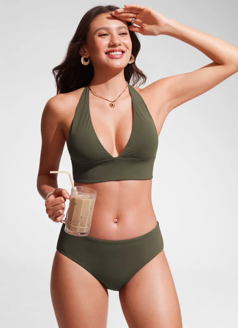 Halter Padded Backless Bikini Top