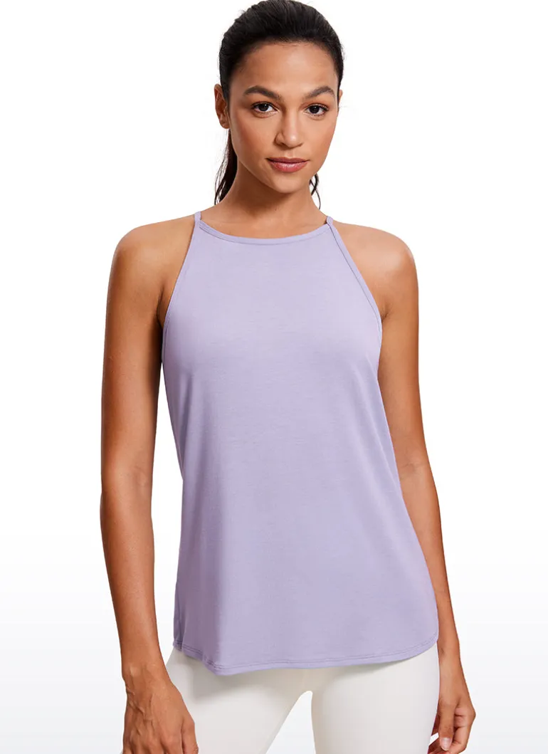 Hip Length High Neck Halter Tank