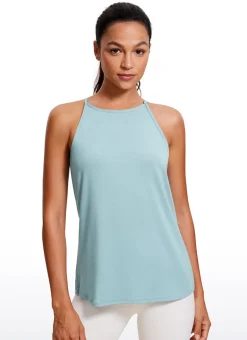 Hip Length High Neck Halter Tank