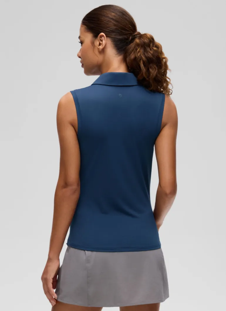 Hip Length Slim Fit Sleeveless Polo