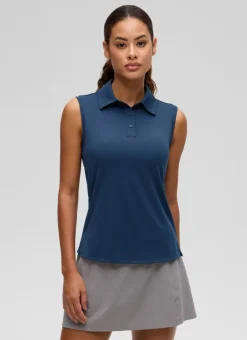 Hip Length Slim Fit Sleeveless Polo
