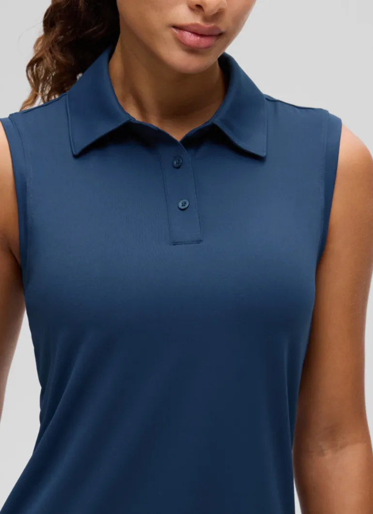 Hip Length Slim Fit Sleeveless Polo