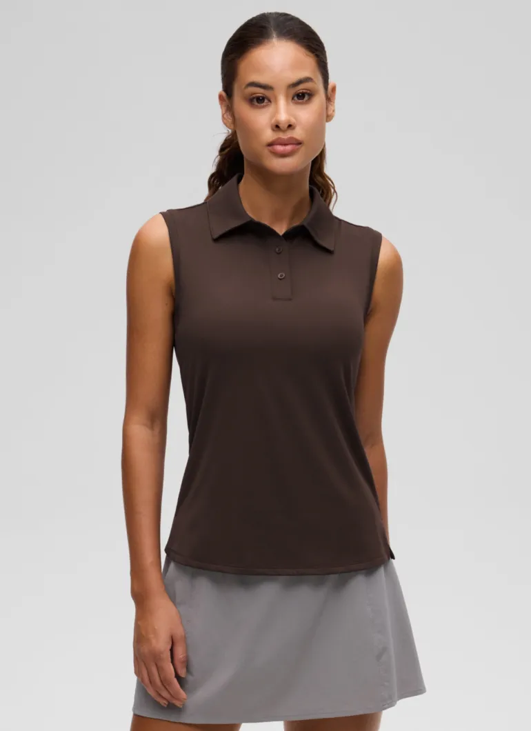 Hip Length Slim Fit Sleeveless Polo