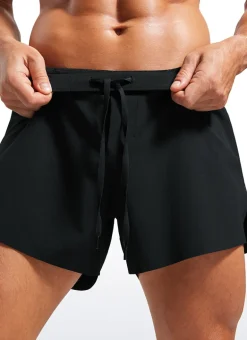 2 in 1 Side Split Dolphin Shorts 4'' with Pockets