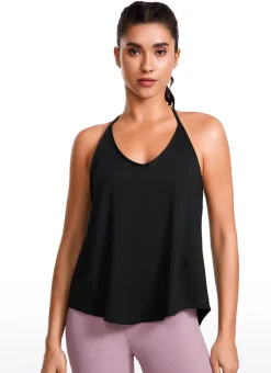 Lightweight Tie Back Halter V Neck Tank