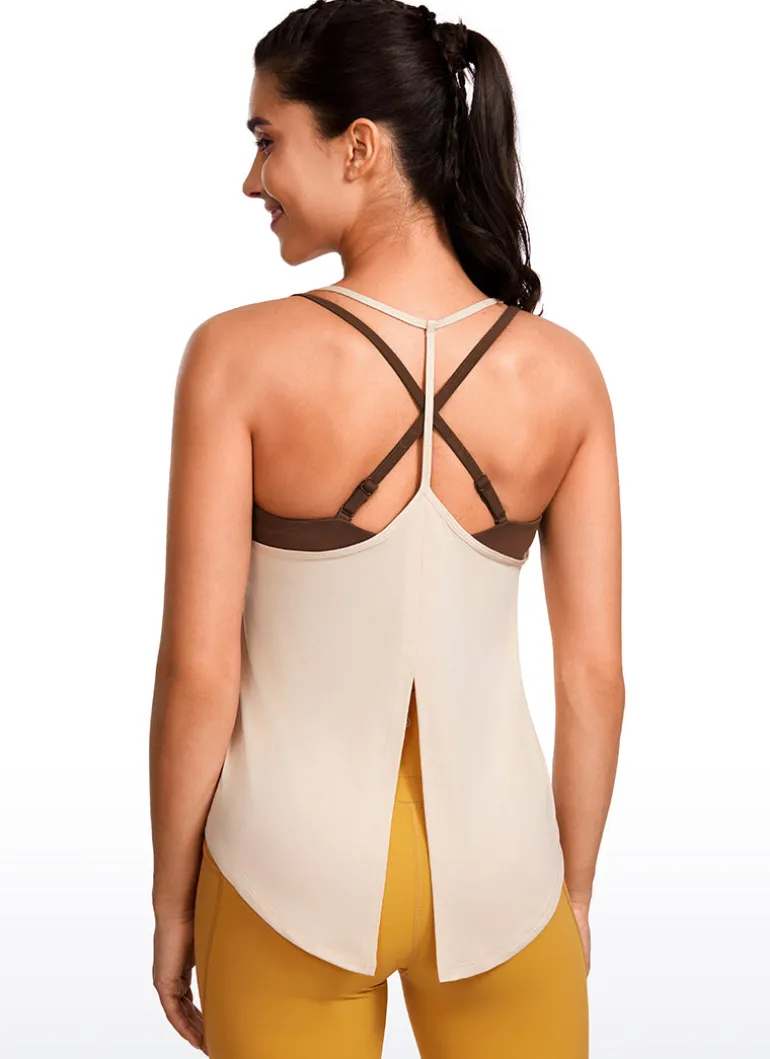Lightweight Tie Back Halter V Neck Tank