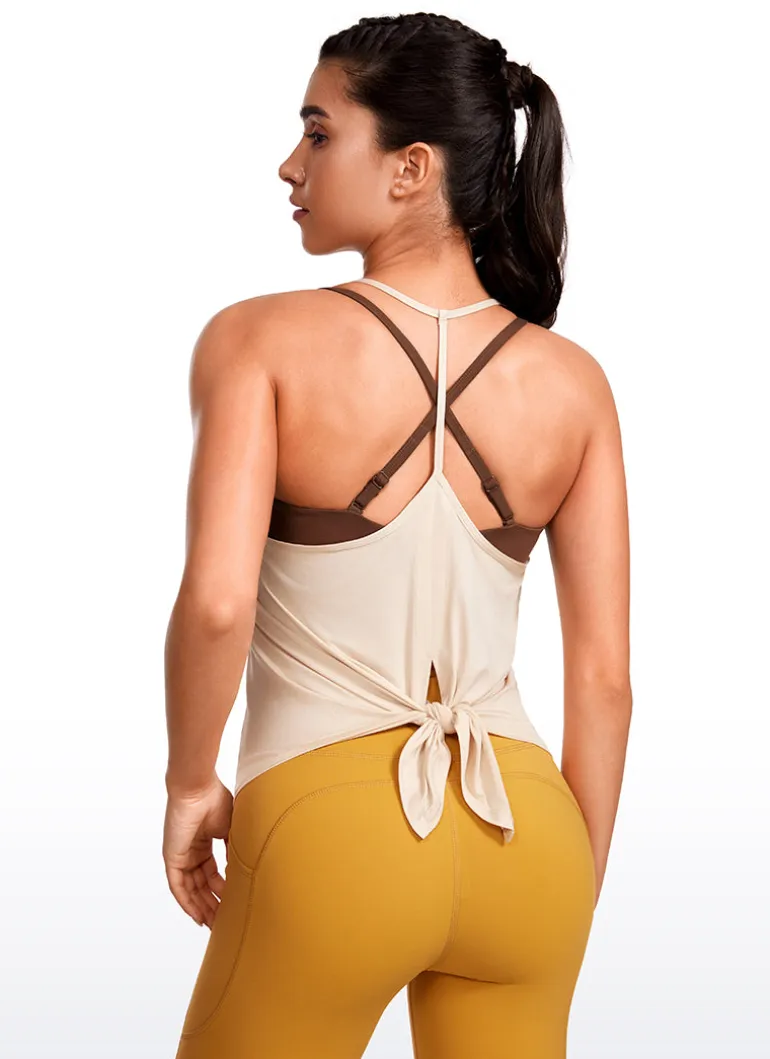 Lightweight Tie Back Halter V Neck Tank