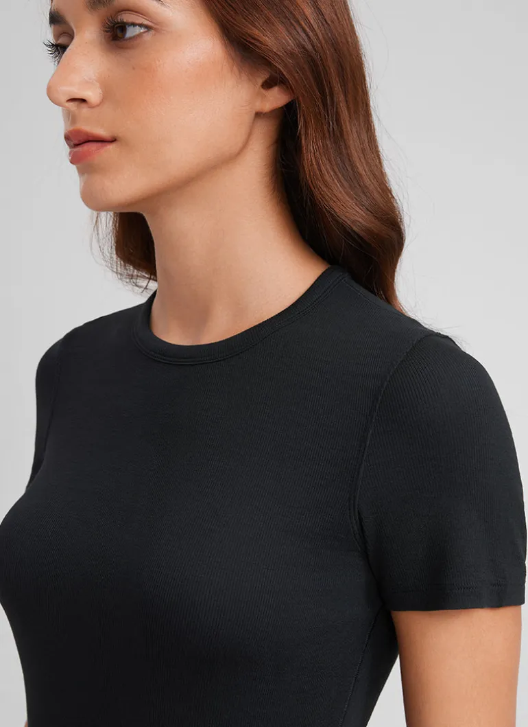 Modal Crew Neck Ribbed Short Sleeve