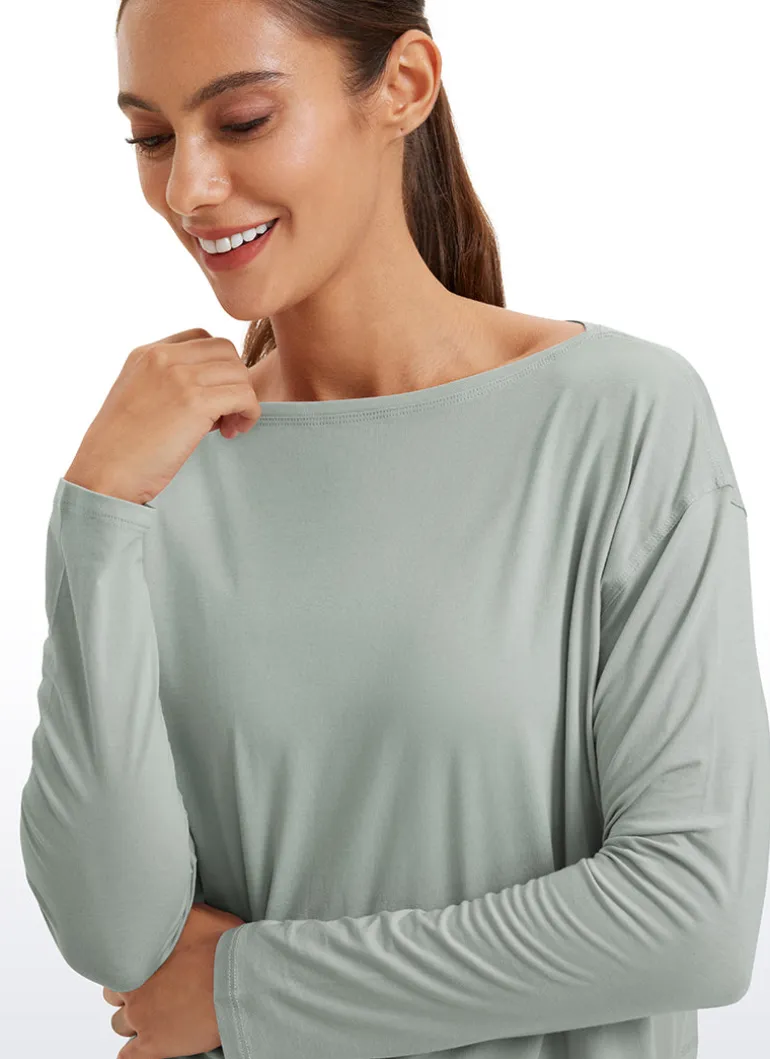 Pima Cotton Boat Neck Long Sleeve