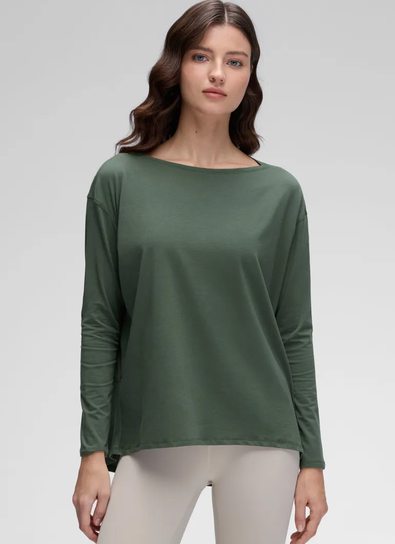 Pima Cotton Boat Neck Long Sleeve