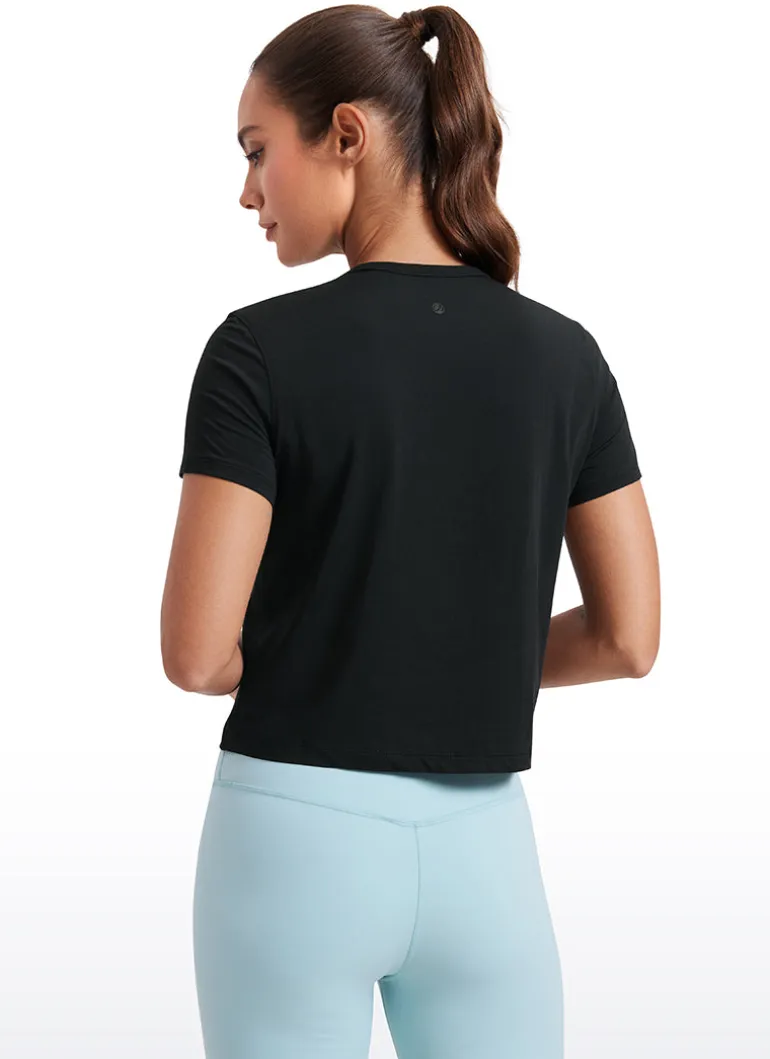 Pima Cotton Classic-Fit Cropped Short Sleeve