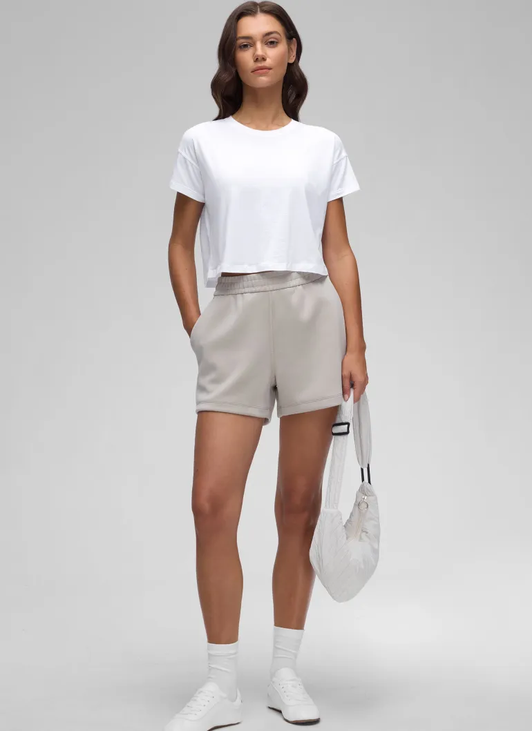 Pima Cotton Crew Neck Cropped Short Sleeve