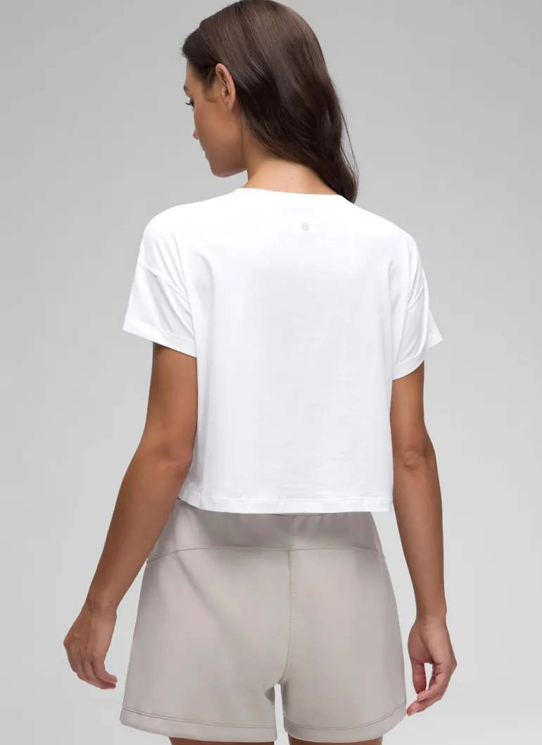 Pima Cotton Crew Neck Cropped Short Sleeve
