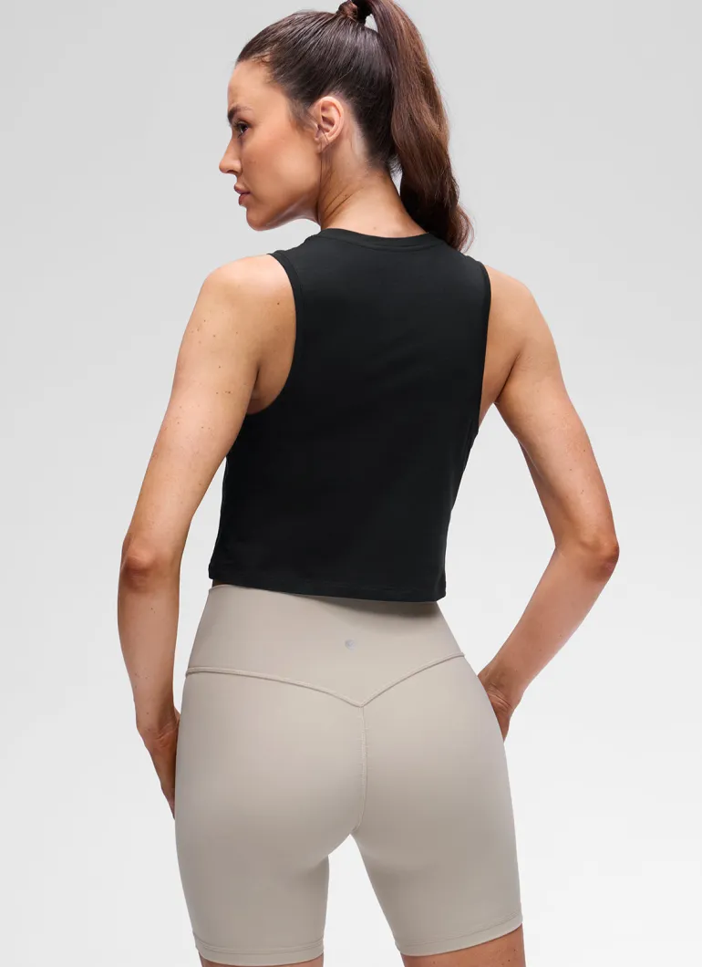 Pima Cotton Crewneck Crop Tank