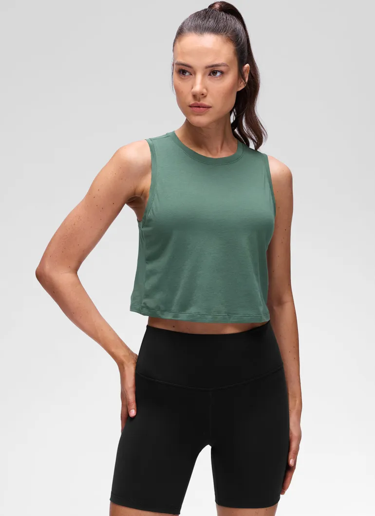 Pima Cotton Crewneck Crop Tank