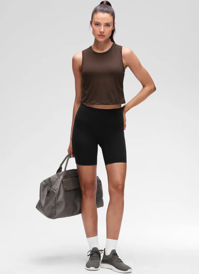 Pima Cotton Crewneck Crop Tank