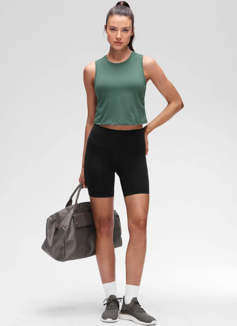 Pima Cotton Crewneck Crop Tank