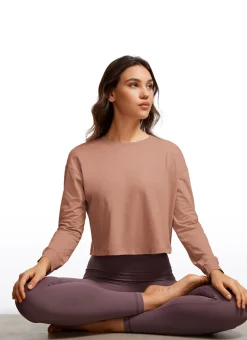 Pima Cotton Cropped Loose Fit Long Sleeve