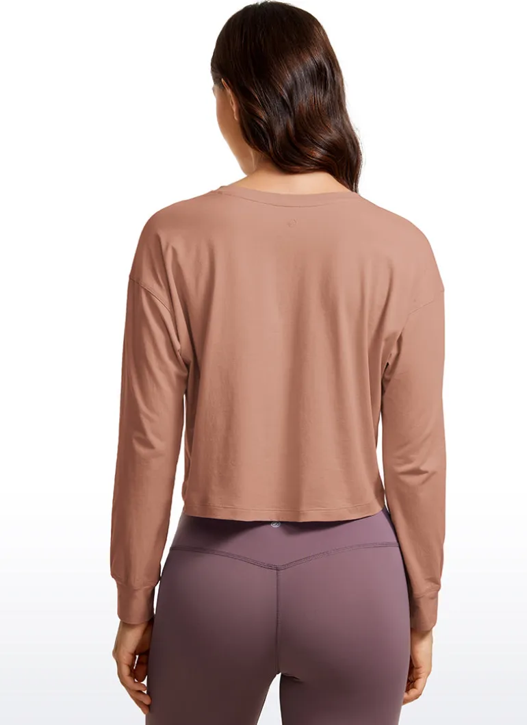 Pima Cotton Cropped Loose Fit Long Sleeve