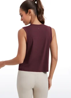 Pima Cotton High Neck Cropped Tank