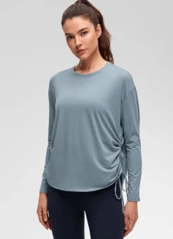 Pima Cotton Hip Length Ruched Long Sleeve