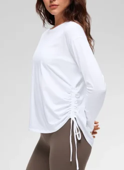 Pima Cotton Hip Length Ruched Long Sleeve