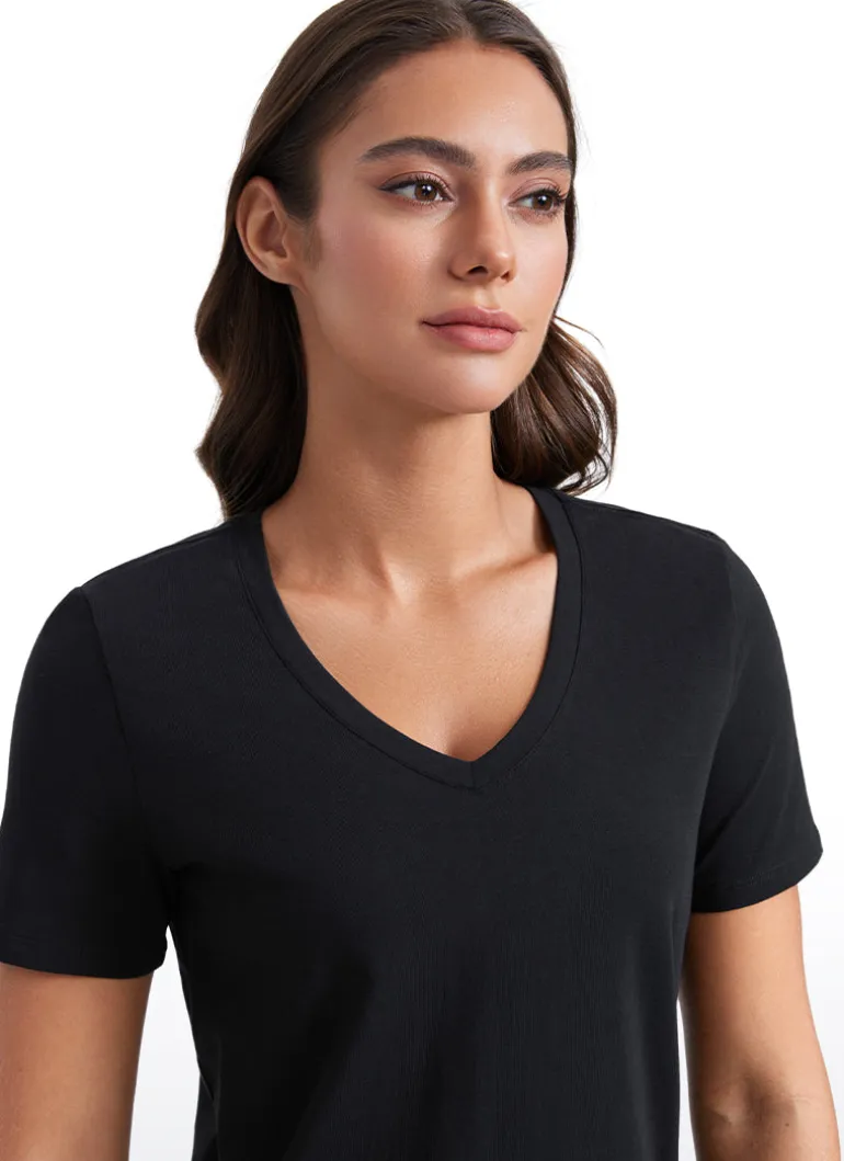 Pima Cotton Pro V Neck Short Sleeve