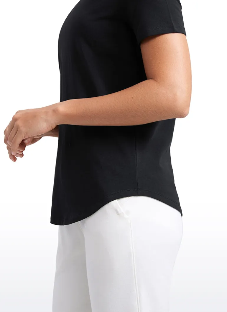 Pima Cotton Pro V Neck Short Sleeve