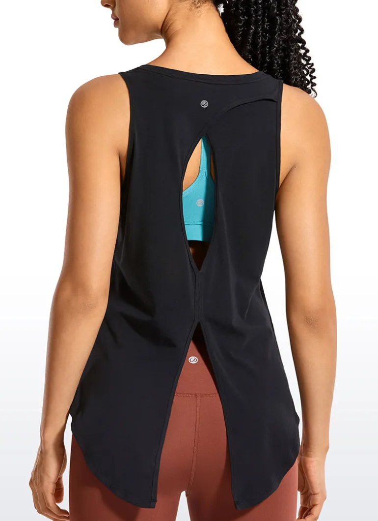 Pima Cotton Split Open Back Tank