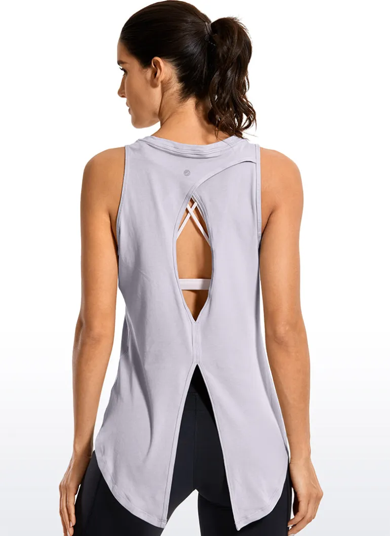 Pima Cotton Split Open Back Tank