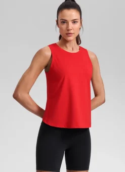 Poly Cotton-Blend Open Split Back Tank
