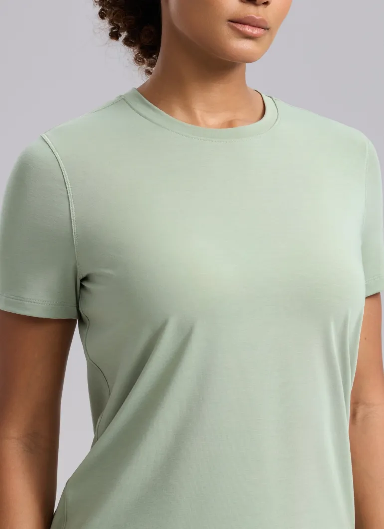 Quick Dry Crewneck Hip Length Short Sleeve