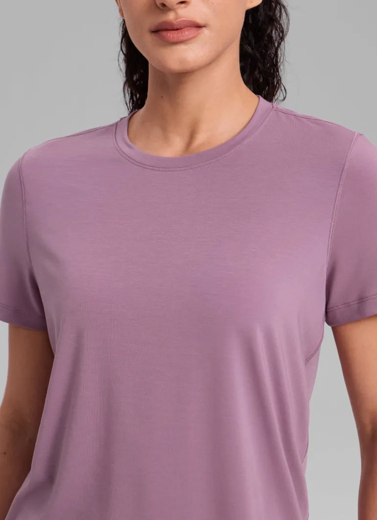 Quick Dry Crewneck Hip Length Short Sleeve