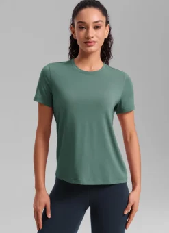 Quick Dry Crewneck Hip Length Short Sleeve