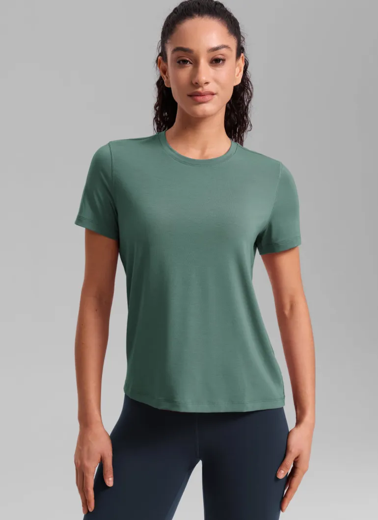 Quick Dry Crewneck Hip Length Short Sleeve