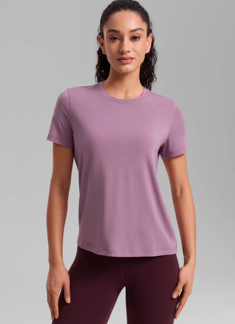 Quick Dry Crewneck Hip Length Short Sleeve