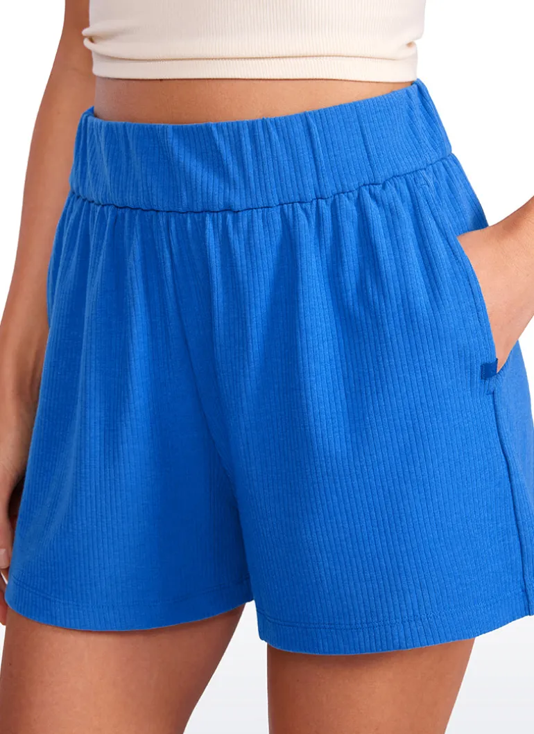 Ribbed High Rise Sweat Shorts 3''