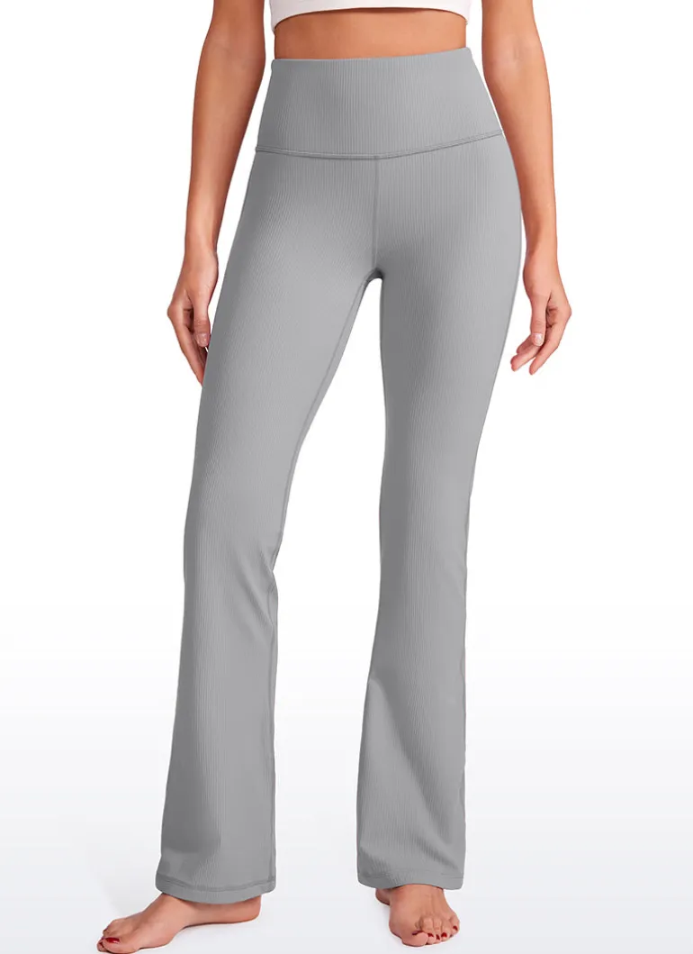 Ribbed High Waist Pocket Flare Leggings 31"