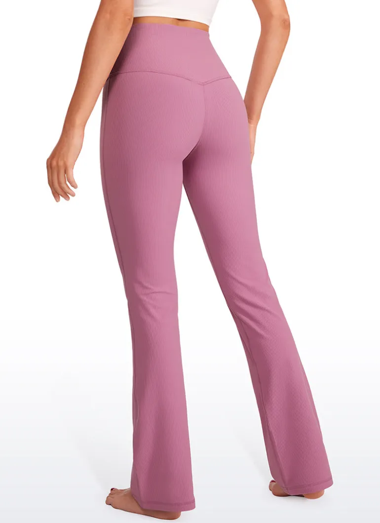Ribbed High Waist Pocket Flare Leggings 31"
