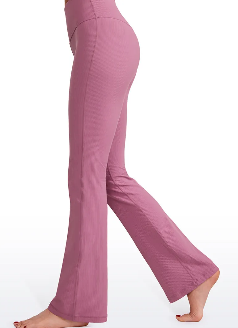 Ribbed High Waist Pocket Flare Leggings 31"