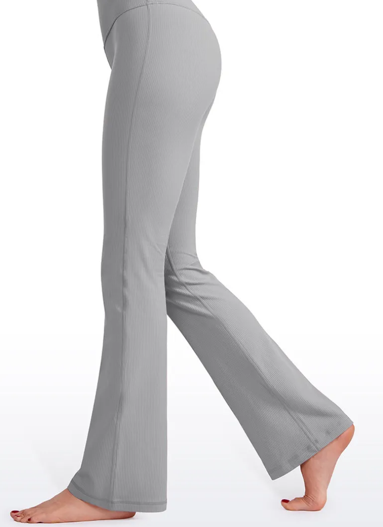 Ribbed High Waist Pocket Flare Leggings 31"