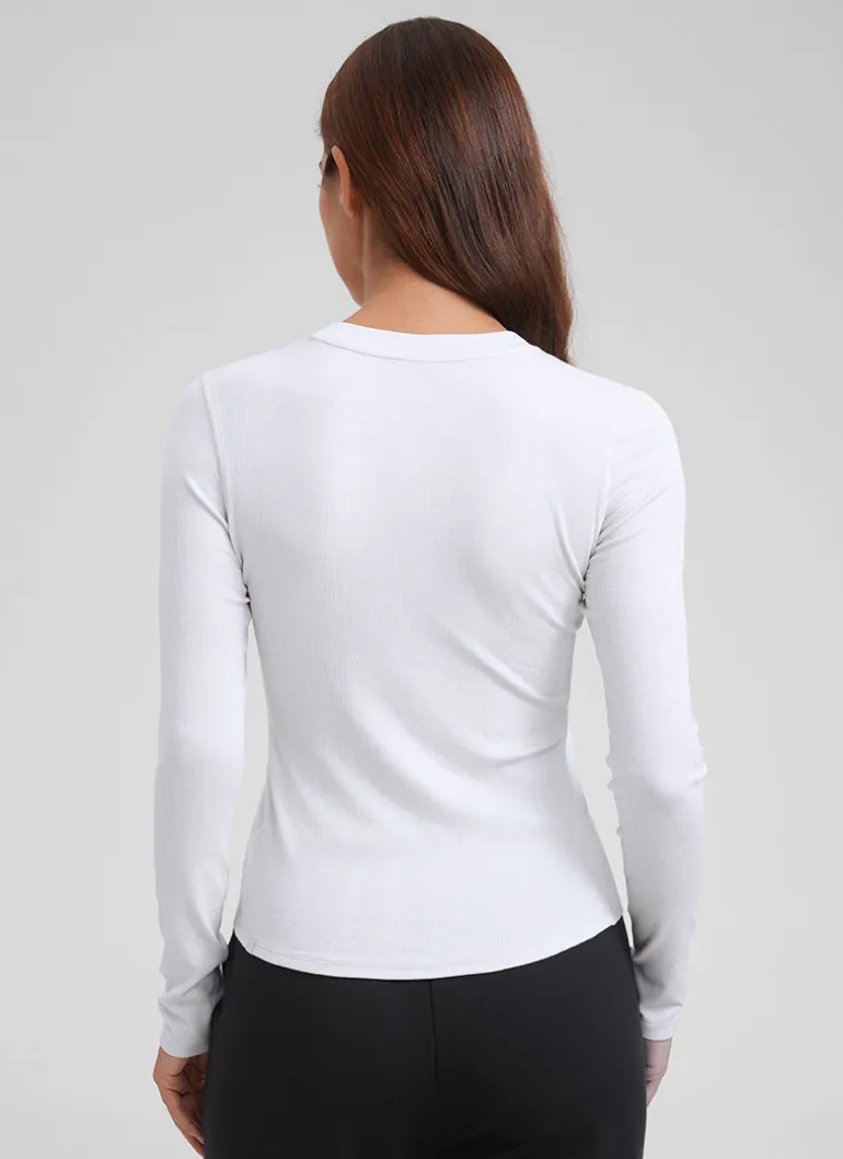 Ribbed Modal Henley Long Sleeve