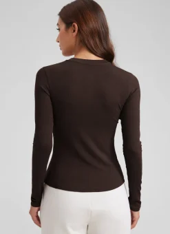 Ribbed Modal Henley Long Sleeve