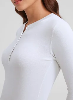 Ribbed Modal Henley Long Sleeve