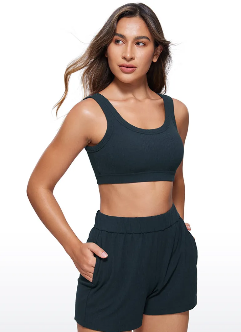 Ribbed U Back Sports Bra