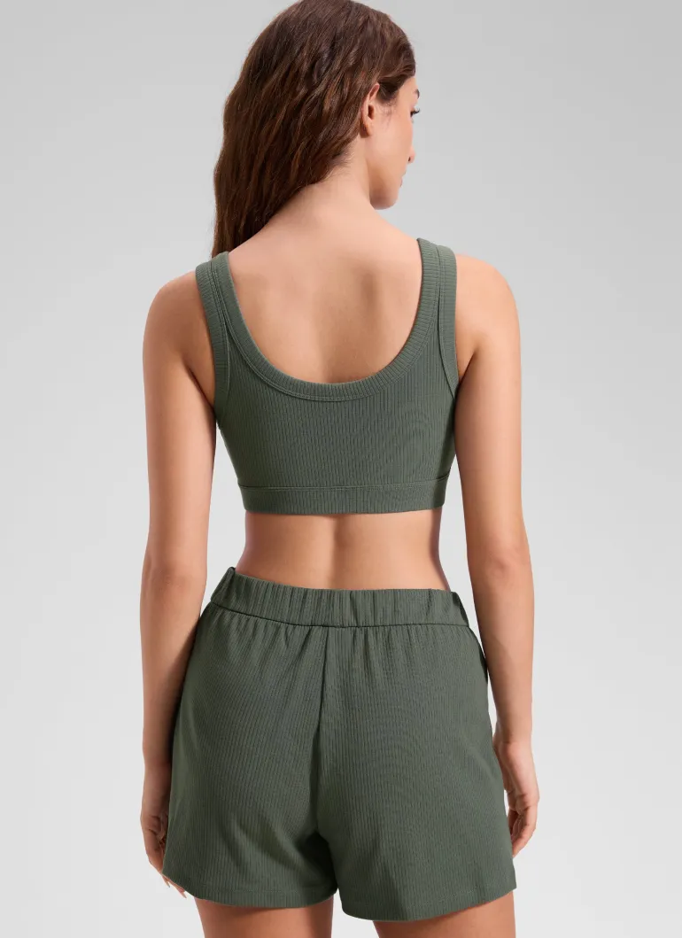 Ribbed U Back Sports Bra