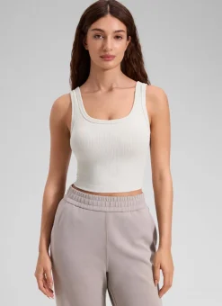 Ribbed U Neck Built in Bra Tank