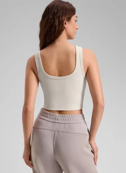 Ribbed U Neck Built in Bra Tank