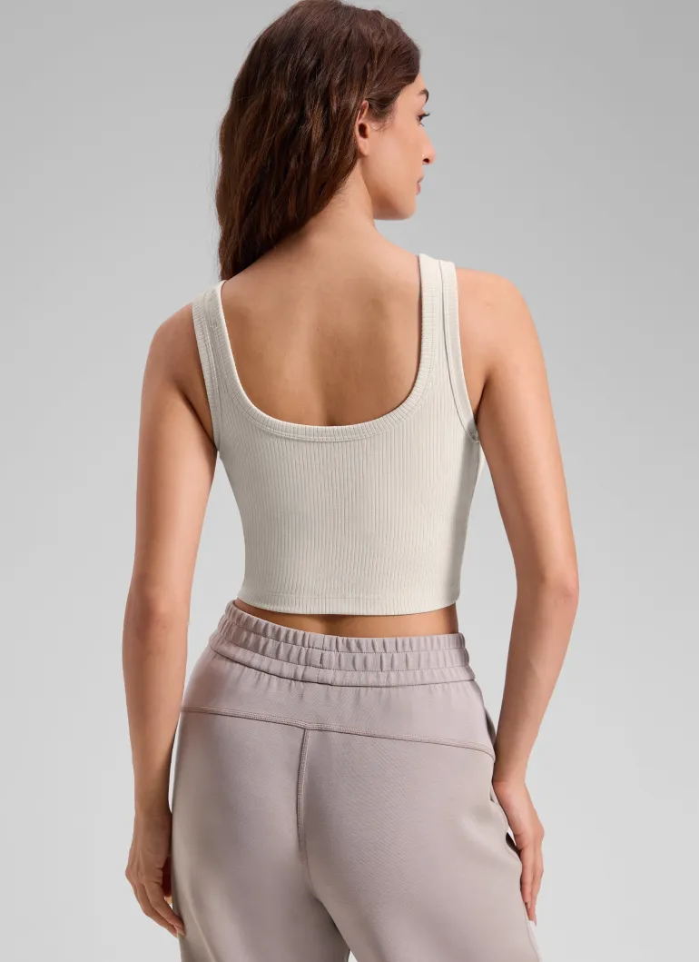 Ribbed U Neck Built in Bra Tank